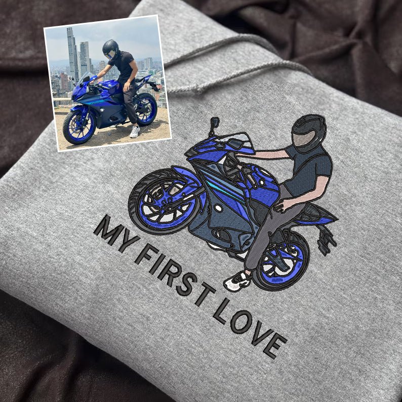 Custom Motorcycle Embroidered Hoodie – Front or Back Design Biker Hoodie 🏍️🧵 - Canvasgiftco