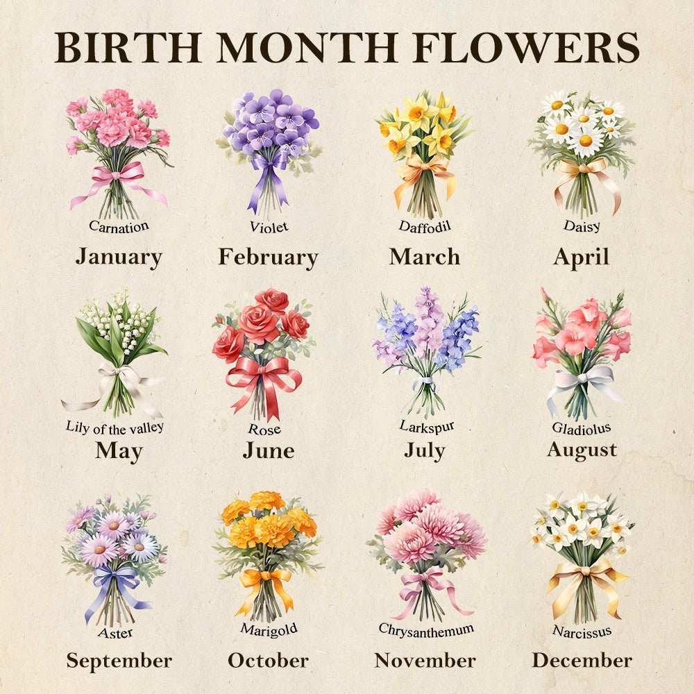 Custom Name Birth Flower Bouquet Night Light Mirror - Canvasgiftco