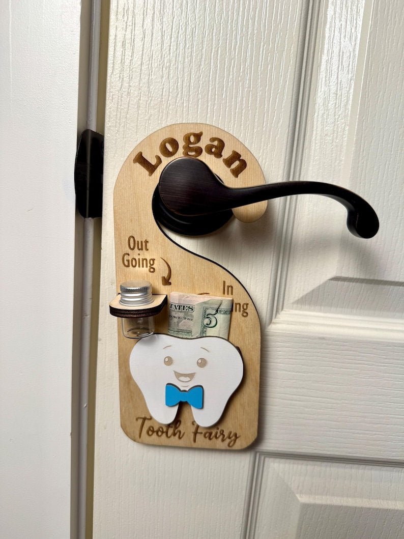 Custom Name Tooth Holder with Jar and Money Slot - Tooth Fairy Gift for Kids - Canvasgiftco