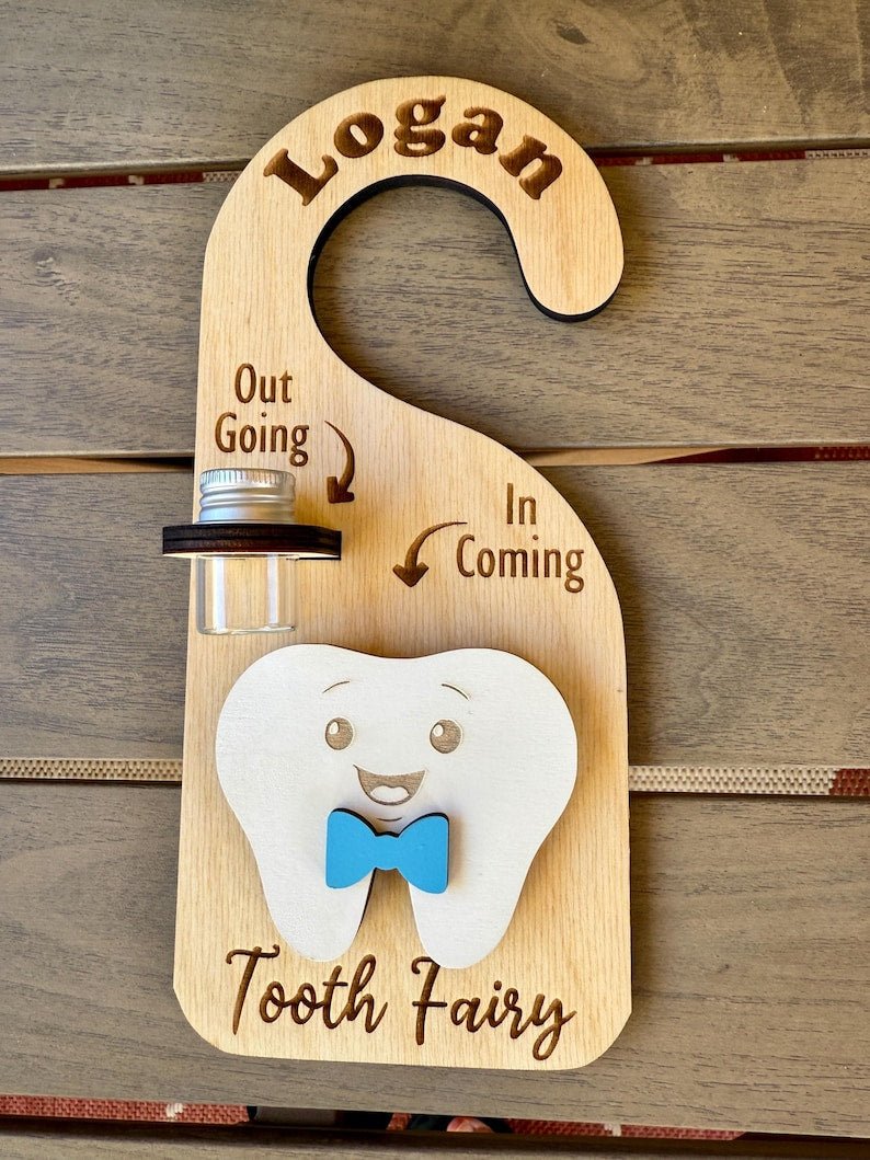 Custom Name Tooth Holder with Jar and Money Slot - Tooth Fairy Gift for Kids - Canvasgiftco