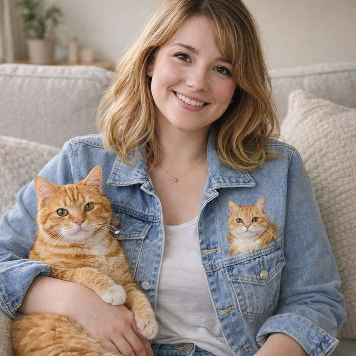 Custom Pet Portrait Denim Jacket - Canvasgiftco