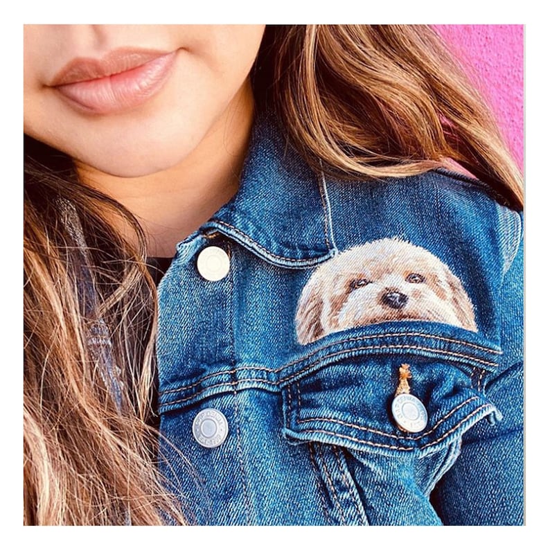 Custom Pet Portrait Denim Jacket - Canvasgiftco