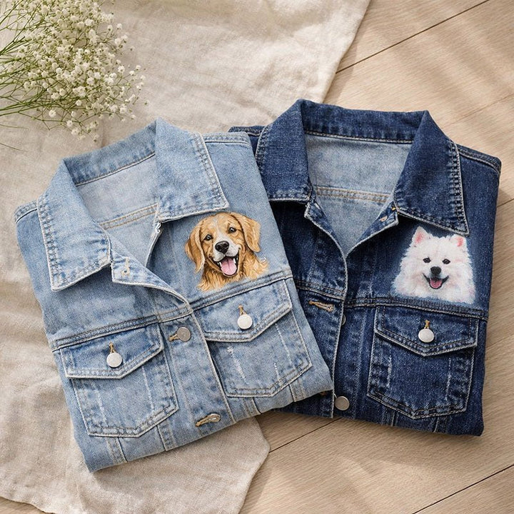 Custom Pet Portrait Denim Jacket - Canvasgiftco