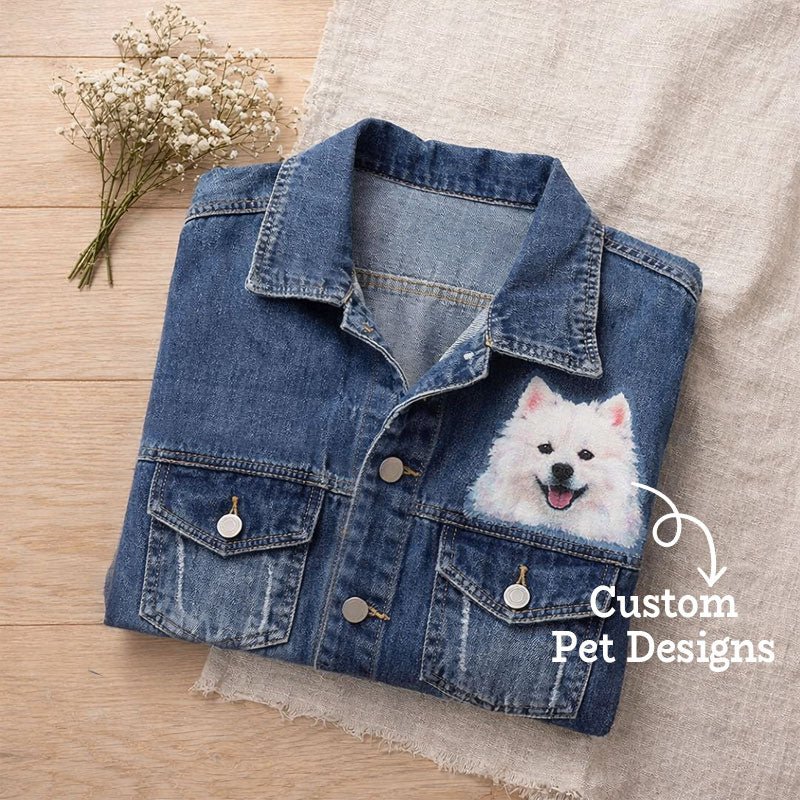 Custom Pet Portrait Denim Jacket - Canvasgiftco