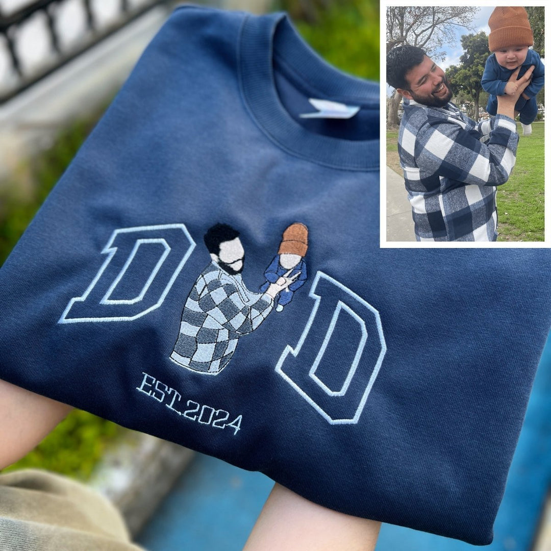 Custom Photo Embroidered Sweatshirt for DAD - Canvasgiftco