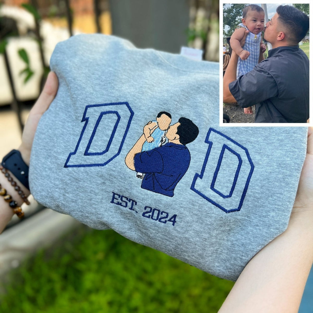 Custom Photo Embroidered Sweatshirt for DAD - Canvasgiftco