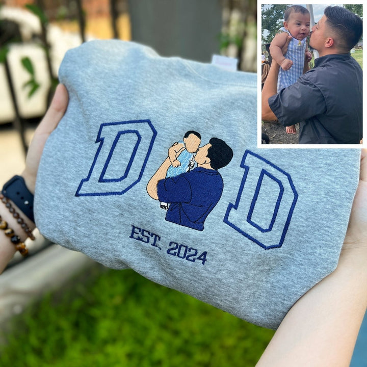 Custom Photo Embroidered Sweatshirt for DAD - Canvasgiftco