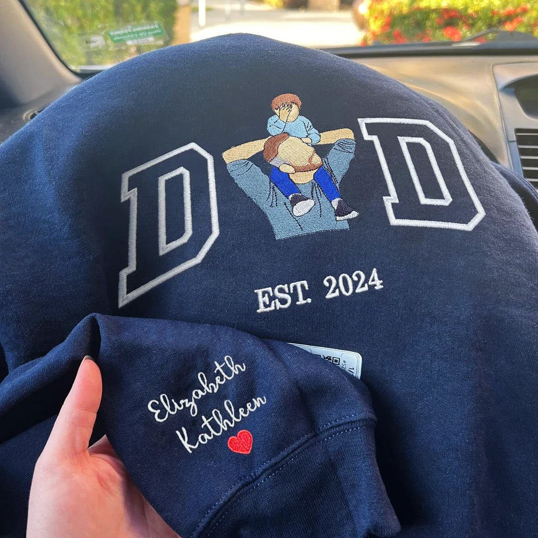 Custom Photo Embroidered Sweatshirt for DAD - Canvasgiftco