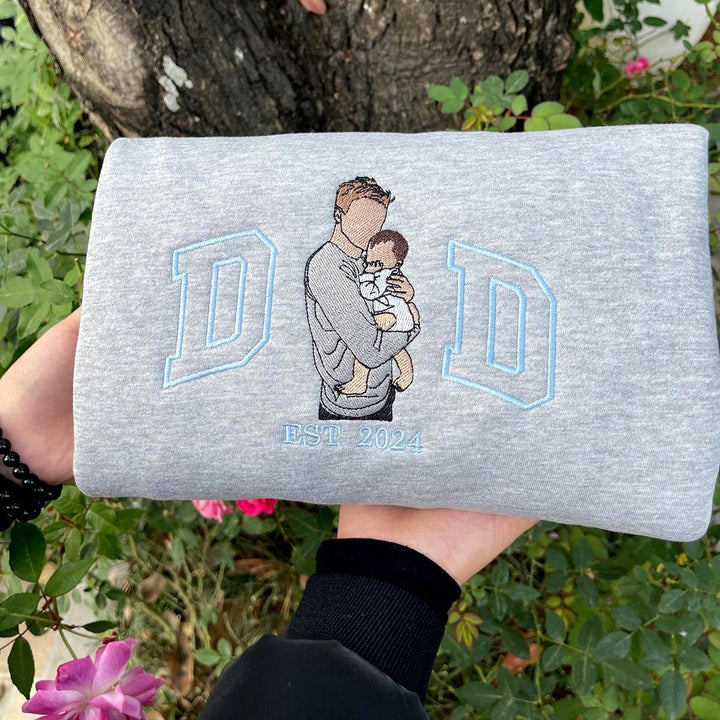 Custom Photo Embroidered Sweatshirt for DAD - Canvasgiftco
