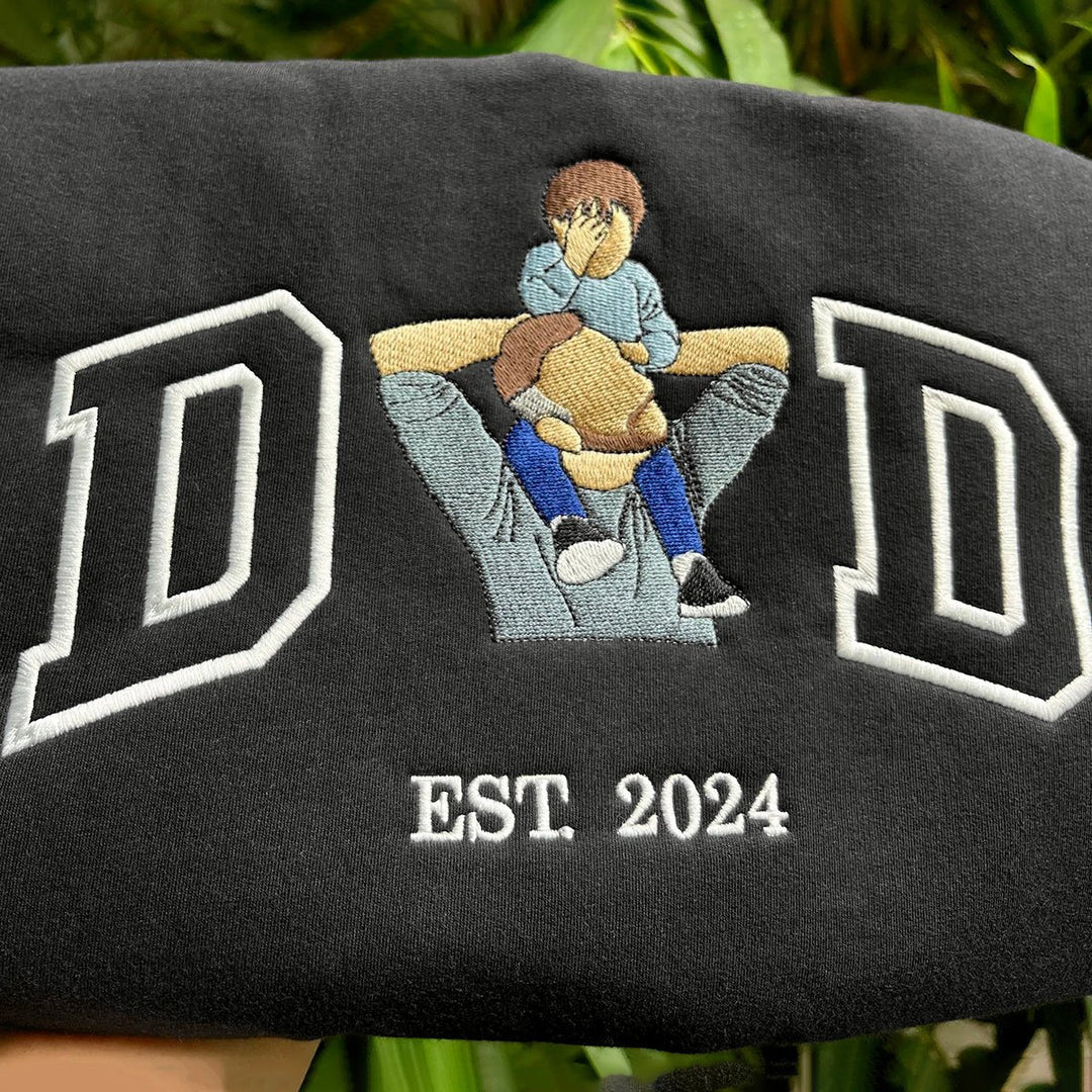 Custom Photo Embroidered Sweatshirt for DAD - Canvasgiftco