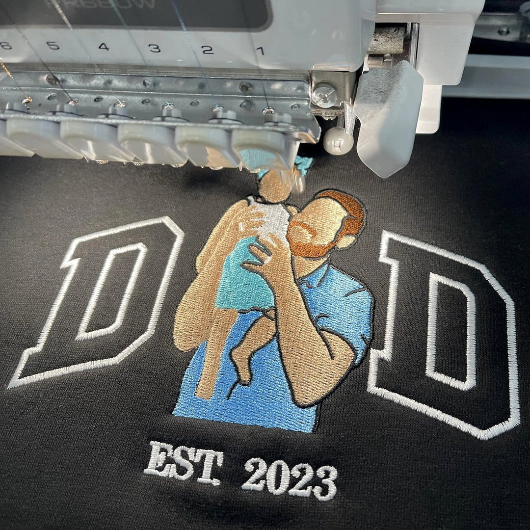 Custom Photo Embroidered Sweatshirt for DAD - Canvasgiftco