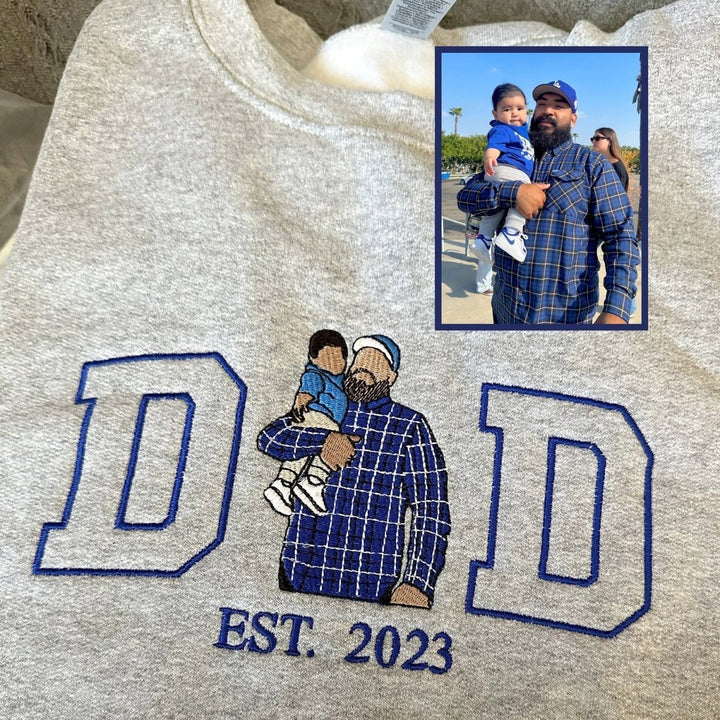 Custom Photo Embroidered Sweatshirt for DAD - Canvasgiftco