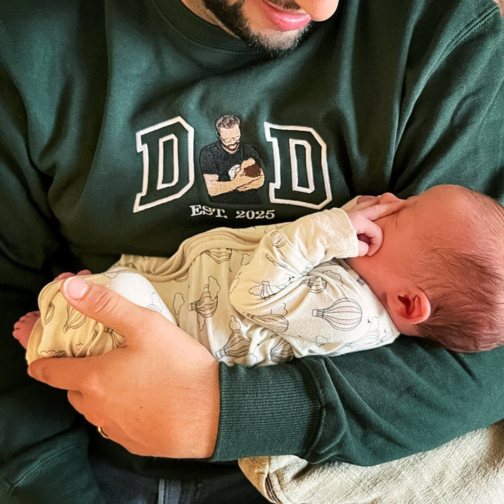 Custom Photo Embroidered Sweatshirt for DAD - Canvasgiftco