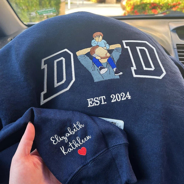 Custom Photo Embroidered Sweatshirt for DAD - Canvasgiftco