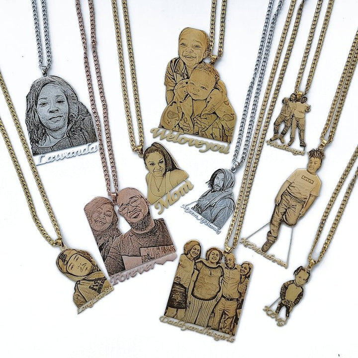 Custom Photo Engraved Pendant Necklace - Canvasgiftco