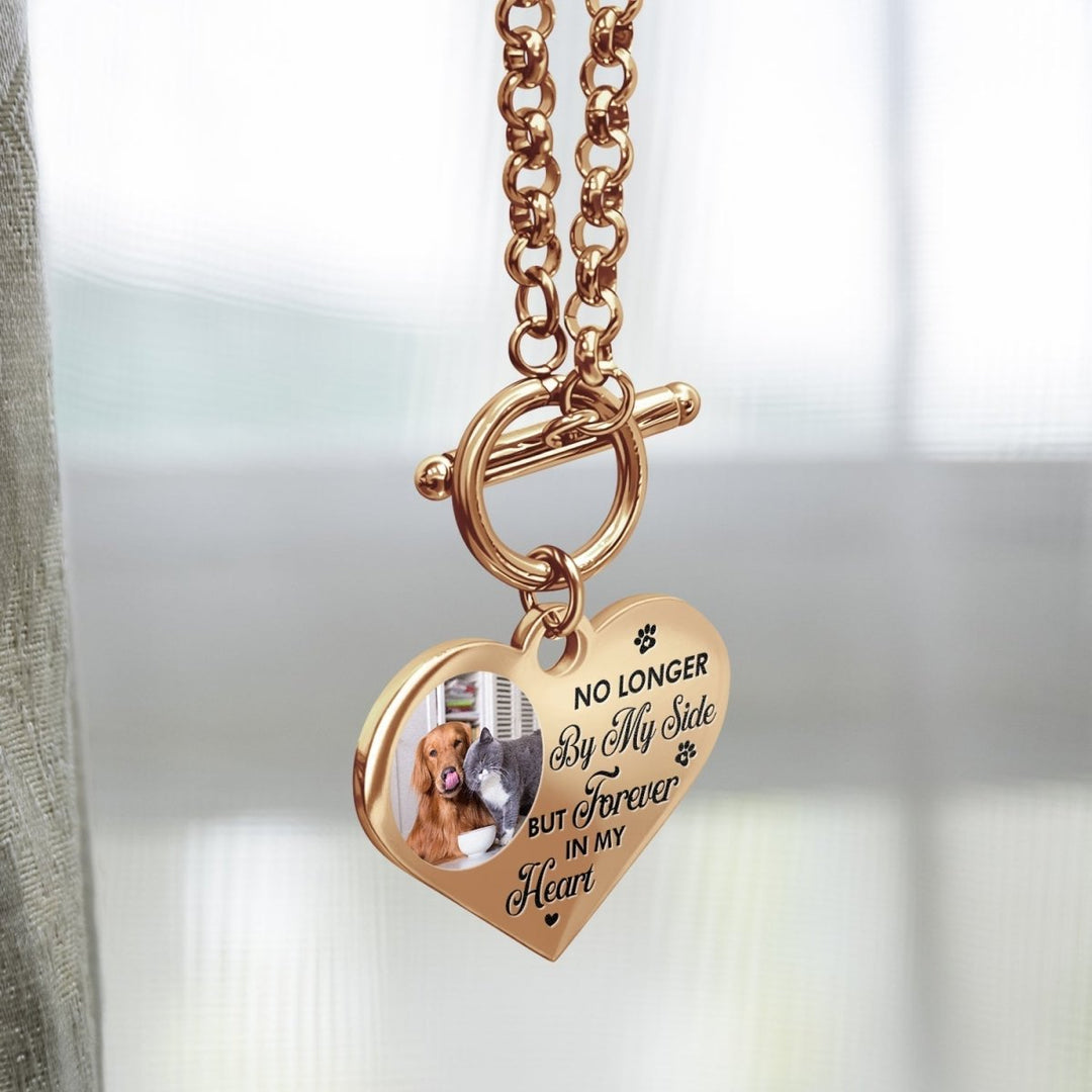 Custom Photo Forever In My Heart - Memorial Gift For Dog Lovers, Cat Lovers - Personalized Heart Bracelet - Canvasgiftco