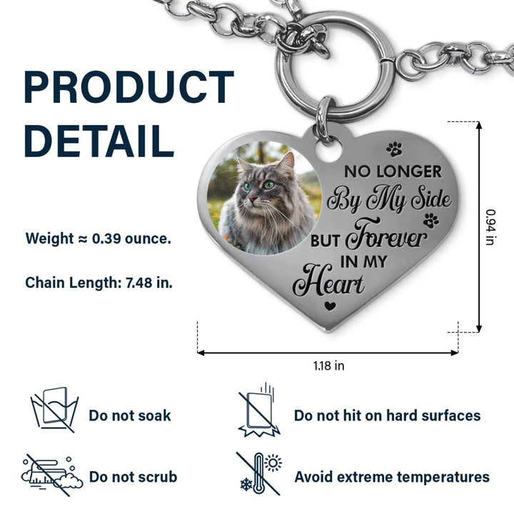 Custom Photo Forever In My Heart - Memorial Gift For Dog Lovers, Cat Lovers - Personalized Heart Bracelet - Canvasgiftco