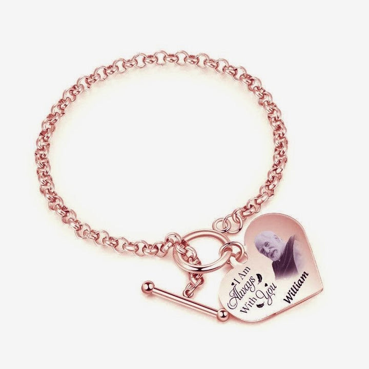 Custom Photo Forever In My Heart - Memorial Gift For Dog Lovers, Cat Lovers - Personalized Heart Bracelet - Canvasgiftco