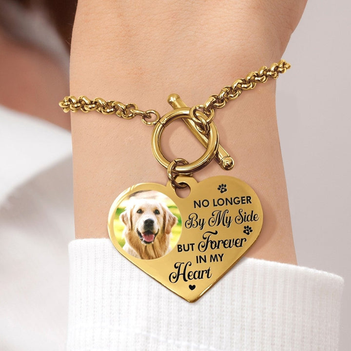 Custom Photo Forever In My Heart - Memorial Gift For Dog Lovers, Cat Lovers - Personalized Heart Bracelet - Canvasgiftco
