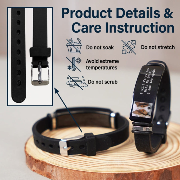 Custom Photo I'll Carry You - Memorial Gift For Family, Siblings, Friends, Dog Lovers, Cat Lovers - Personalized Engraved Bracelet - Canvasgiftco