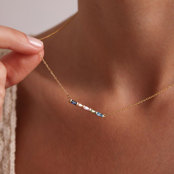 Custom Rectangular Birthstone Necklace - Canvasgiftco