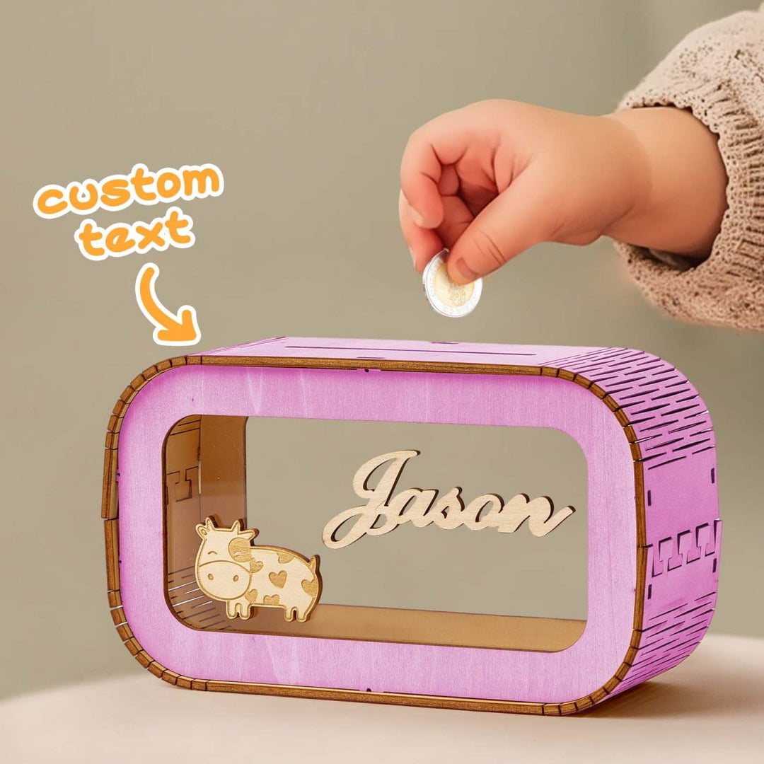 Custom Wooden Piggy Bank with Name - Canvasgiftco