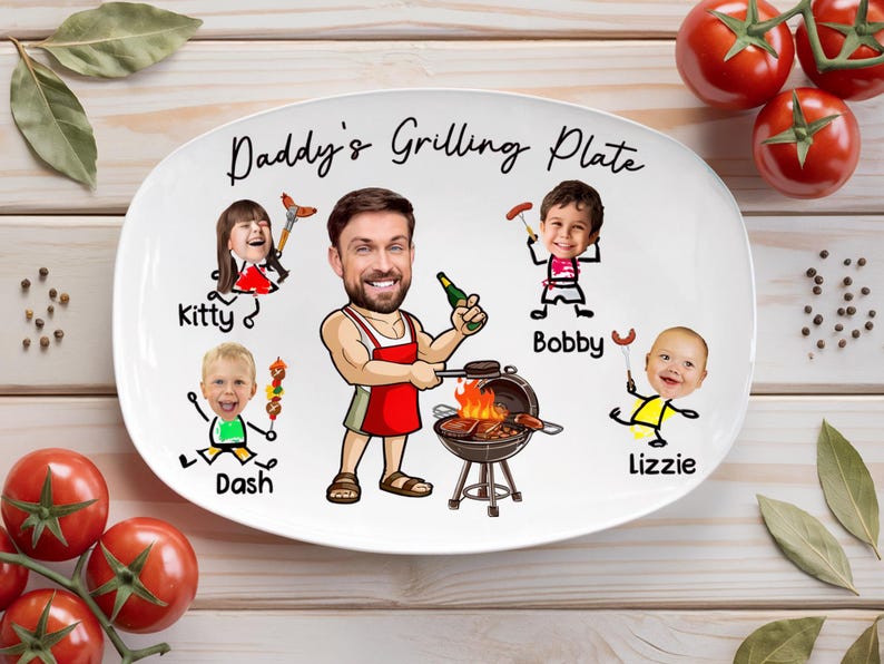 Customized Barbecue Platter With Child's Name Printed On It As Father's Day Gift - Canvasgiftco