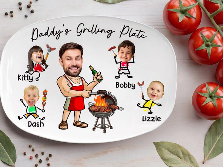 Customized Barbecue Platter With Child's Name Printed On It As Father's Day Gift - Canvasgiftco