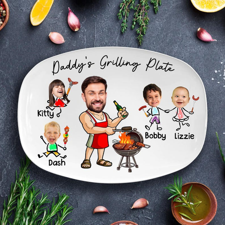 Customized Barbecue Platter With Child's Name Printed On It As Father's Day Gift - Canvasgiftco