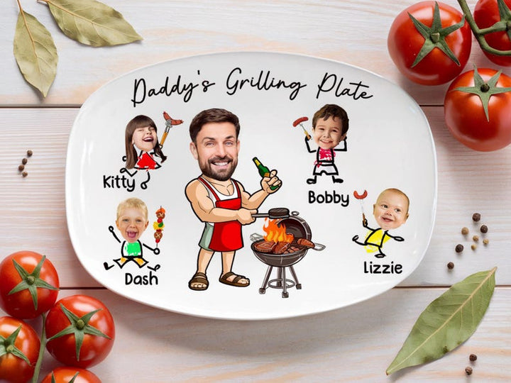 Customized Barbecue Platter With Child's Name Printed On It As Father's Day Gift - Canvasgiftco
