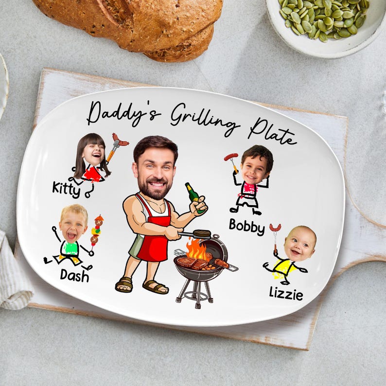Customized Barbecue Platter With Child's Name Printed On It As Father's Day Gift - Canvasgiftco