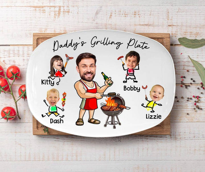 Customized Barbecue Platter With Child's Name Printed On It As Father's Day Gift - Canvasgiftco