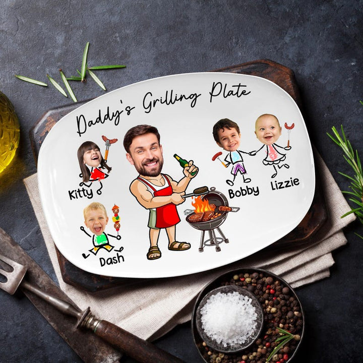 Customized Barbecue Platter With Child's Name Printed On It As Father's Day Gift - Canvasgiftco