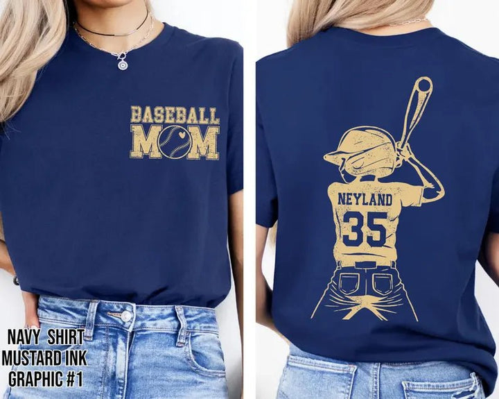 Customized Baseball Mom Shirt – Player Graphic, Your Name & Number - Canvasgiftco