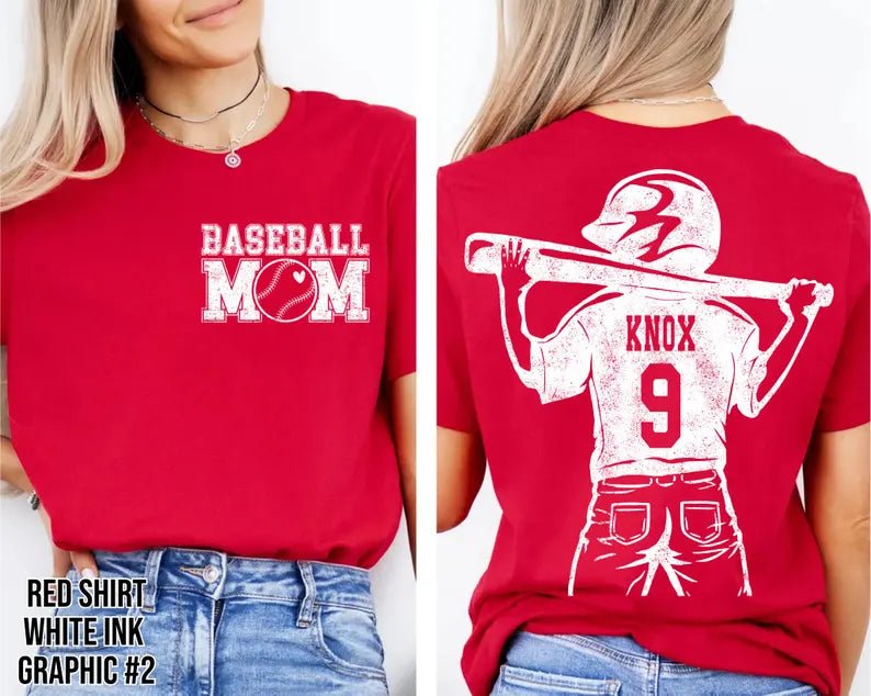 Customized Baseball Mom Shirt – Player Graphic, Your Name & Number - Canvasgiftco