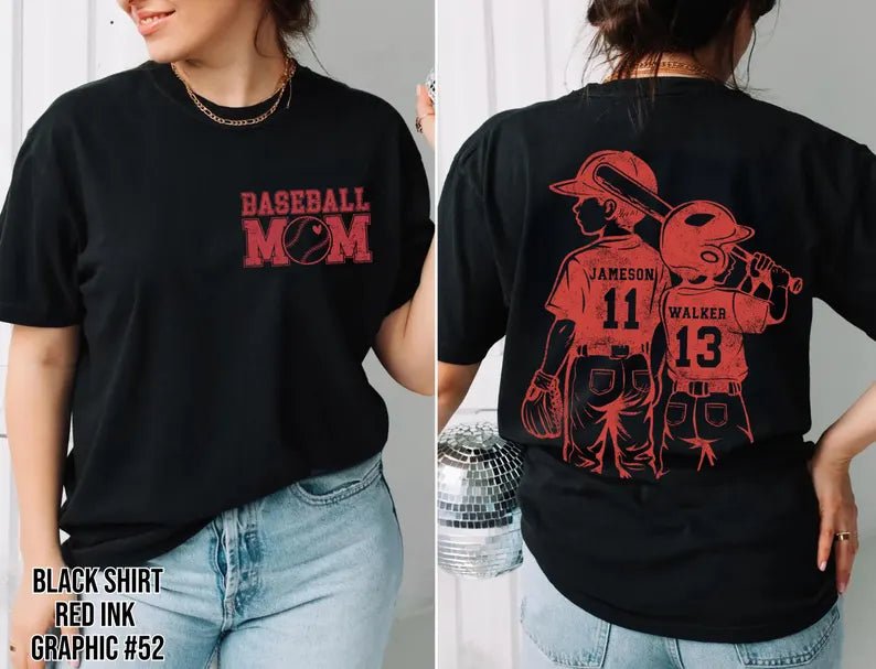 Customized Baseball Mom Shirt – Player Graphic, Your Name & Number - Canvasgiftco
