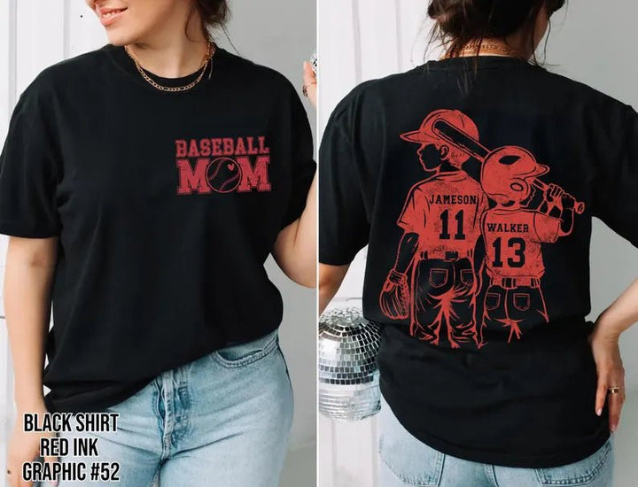 Customized Baseball Mom Shirt – Player Graphic, Your Name & Number - Canvasgiftco