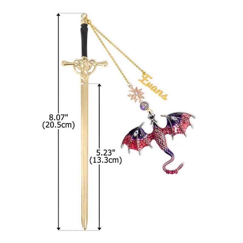 Customized Personalized Dragon Sword Pearl Star Fantasy Bookmark - Canvasgiftco