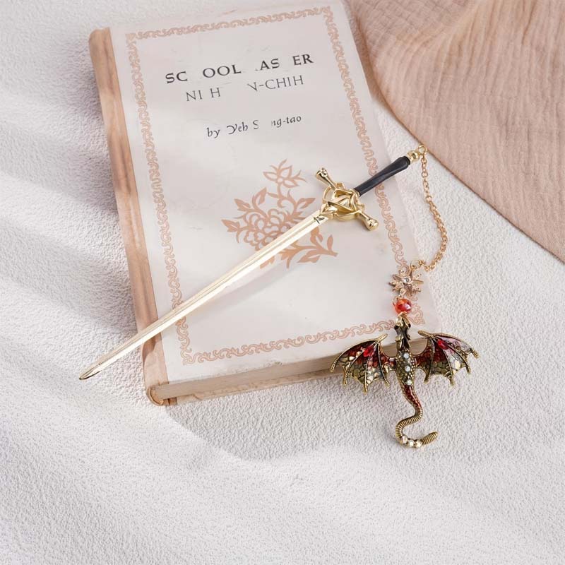 Customized Personalized Dragon Sword Pearl Star Fantasy Bookmark - Canvasgiftco