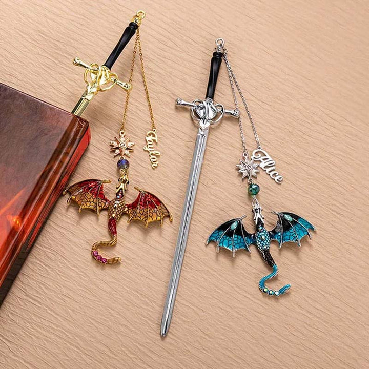 Customized Personalized Dragon Sword Pearl Star Fantasy Bookmark - Canvasgiftco