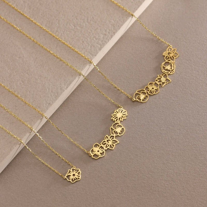Dainty Birth Flower Necklace - Canvasgiftco