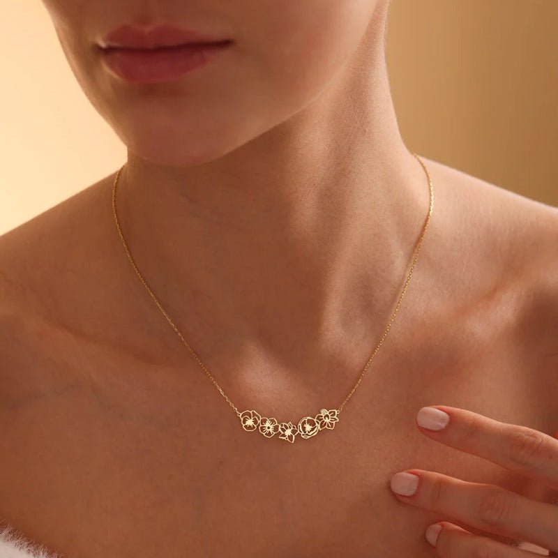 Dainty Birth Flower Necklace - Canvasgiftco