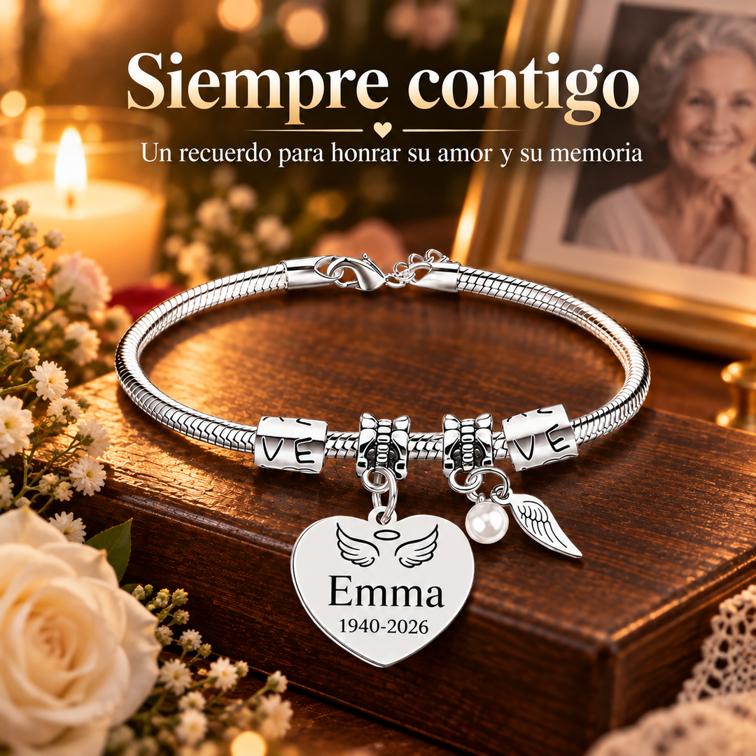 Always in My Heart, Personalized Pearl Wings Memorial Bracelet