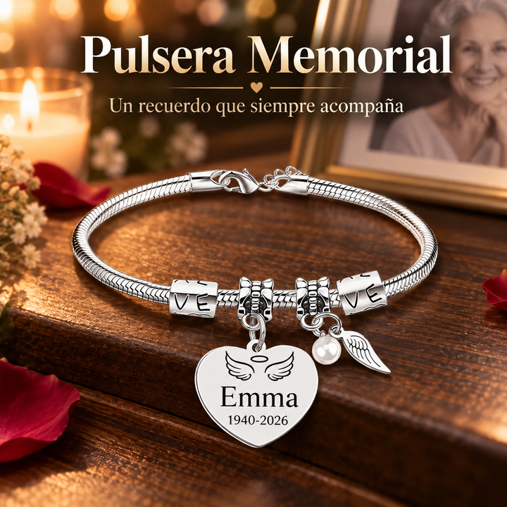 Always in My Heart, Personalized Pearl Wings Memorial Bracelet