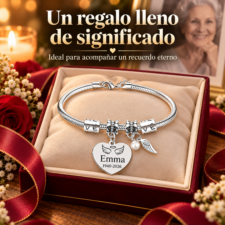 Always in My Heart, Personalized Pearl Wings Memorial Bracelet