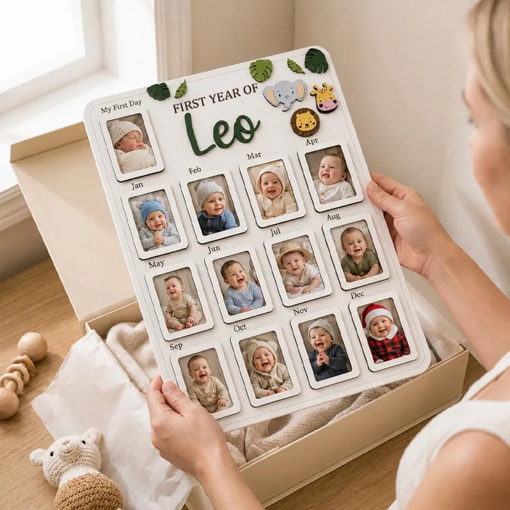 Safari Animals – Personalized Baby’s First Year Photo Frame
