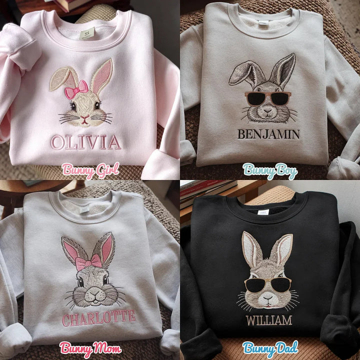 Custom Embroidered Easter Family Bunny Sweatshirt