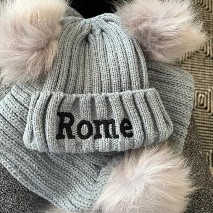 Personalized Embroidery Kid Pom Pom Hat