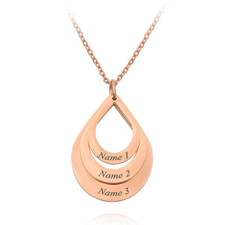Engraved Drop Shaped Family Necklace - Canvasgiftco