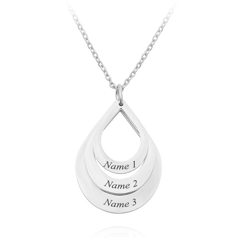 Engraved Drop Shaped Family Necklace - Canvasgiftco